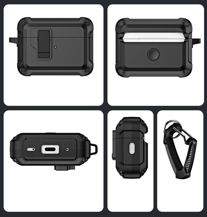 For AirPods Pro (Gen 2) (USB-C) / Pro 2 Shockproof TPU+PC Case Bluetooth Earbuds Charging Case Cover with Buckle