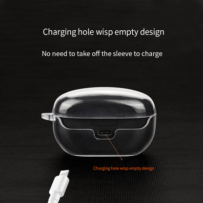 For Sony WF-1000XM5 Charging Bin Sleeve Clear Bluetooth Earphone TPU Case Cover with Buckle