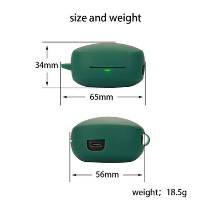 For QCY T13 X Silicone Protective Cover Bluetooth Earphone Anti-drop Case with Anti-lost Buckle