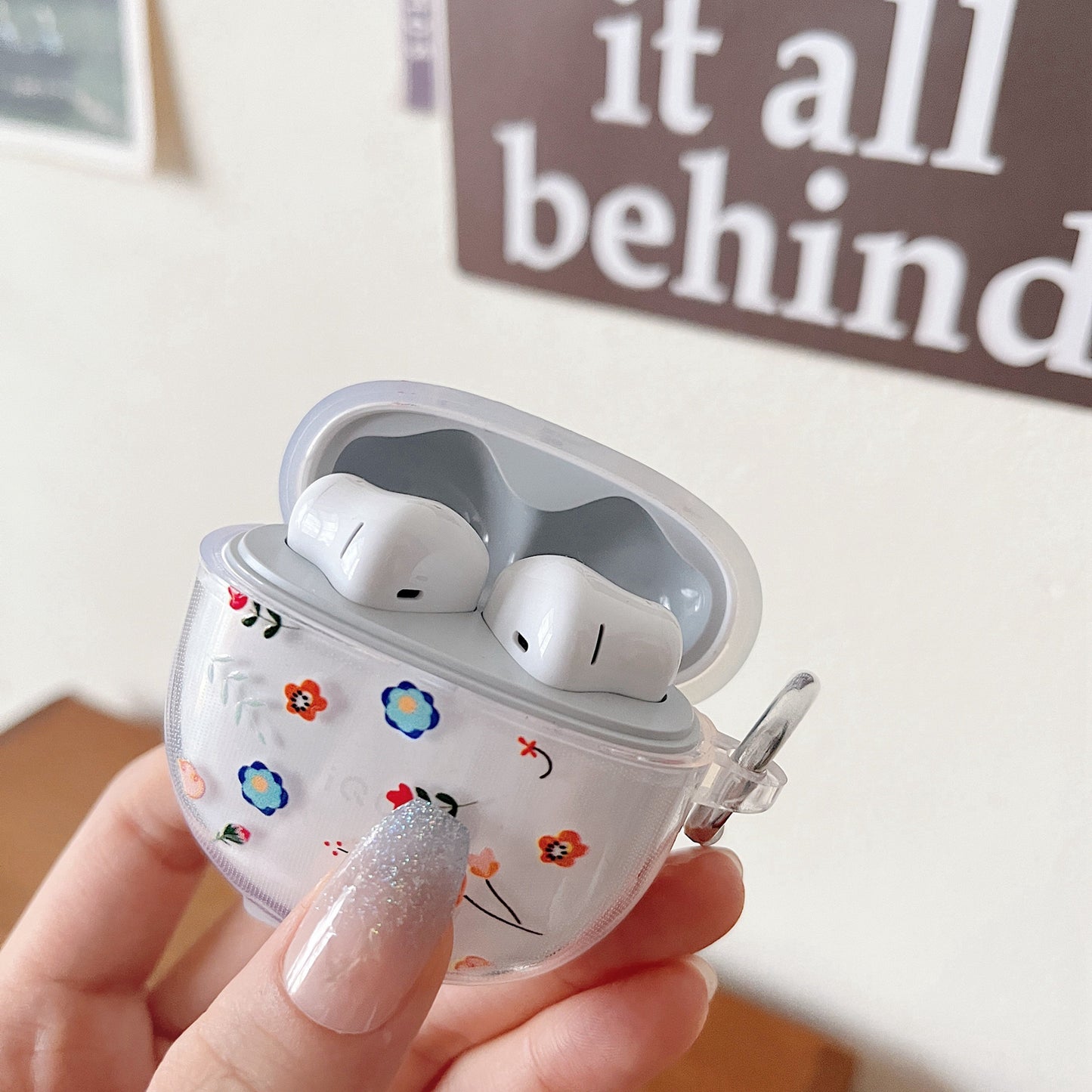 For Vivo TWS Air Pattern Print Bluetooth Earphone Cover Clear TPU Protective Case