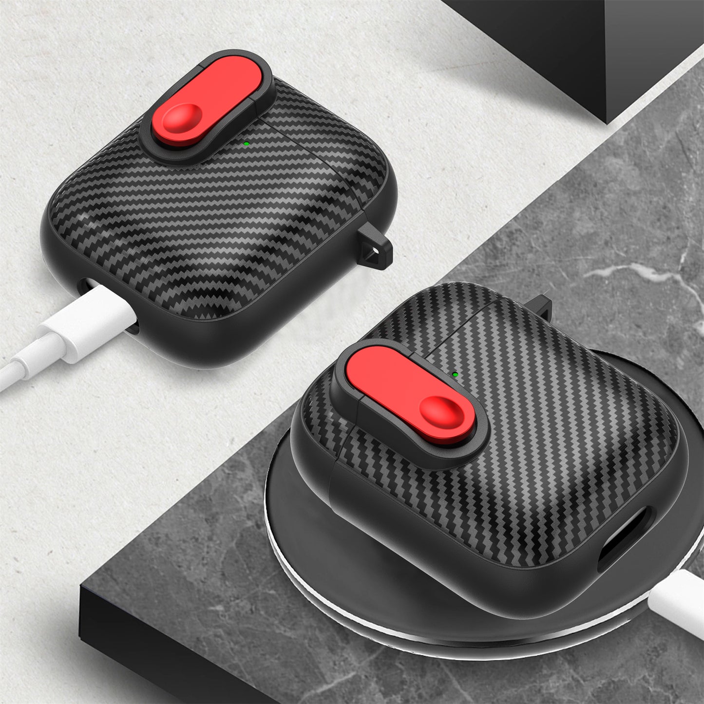 Earphone Protective Case for Apple AirPods with Charging Case (2016) / (2019) / AirPods with Wireless Charging Case (2019) , Buckle Design TPU+PC Cover