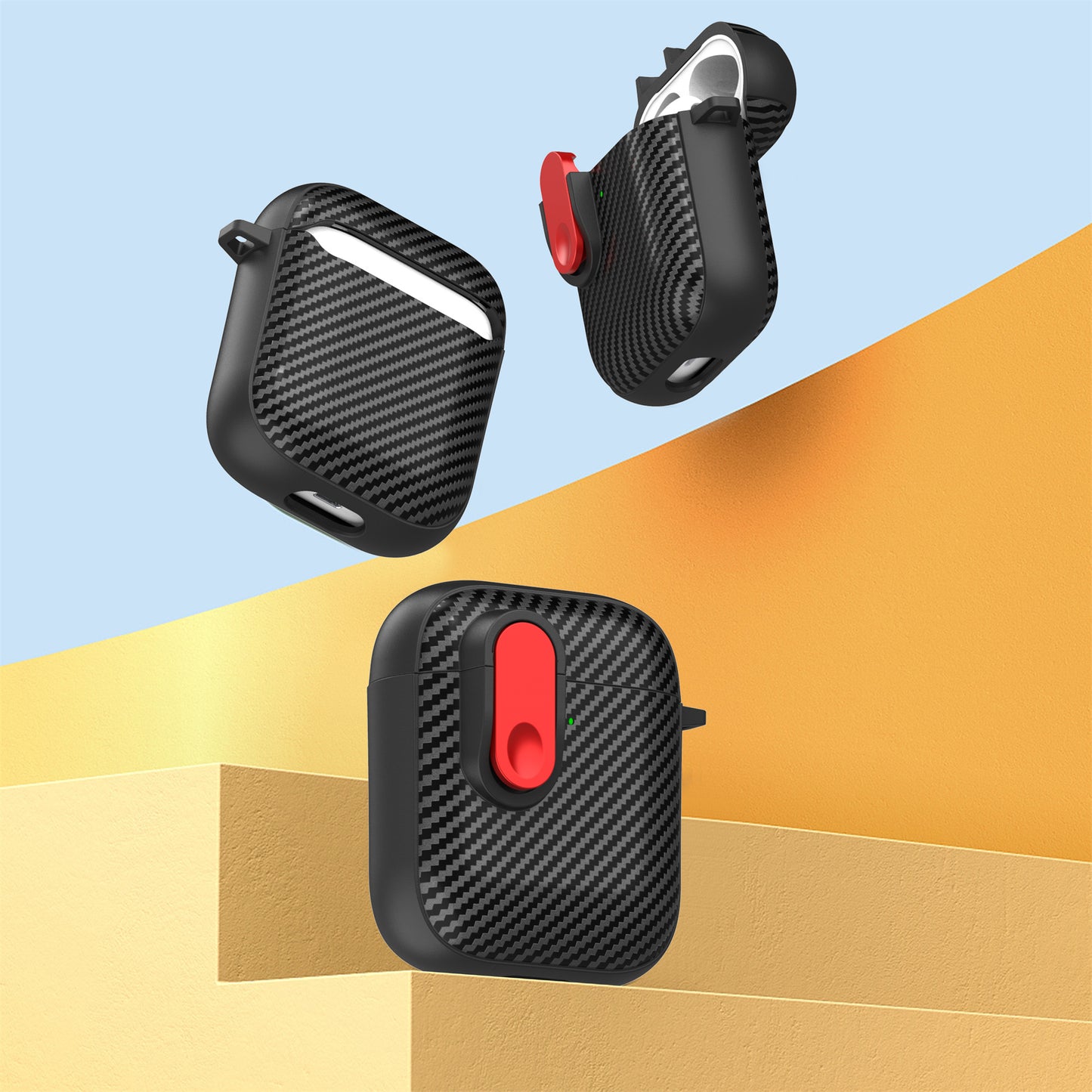 Earphone Protective Case for Apple AirPods with Charging Case (2016) / (2019) / AirPods with Wireless Charging Case (2019) , Buckle Design TPU+PC Cover