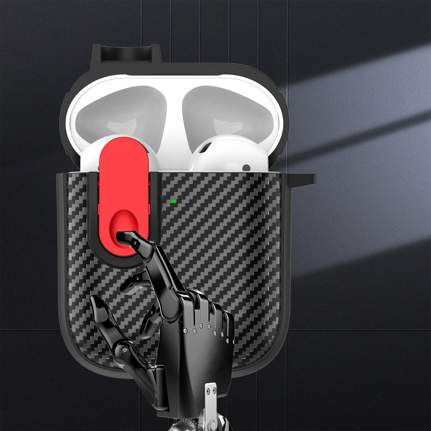 Earphone Protective Case for Apple AirPods with Charging Case (2016) / (2019) / AirPods with Wireless Charging Case (2019) , Buckle Design TPU+PC Cover