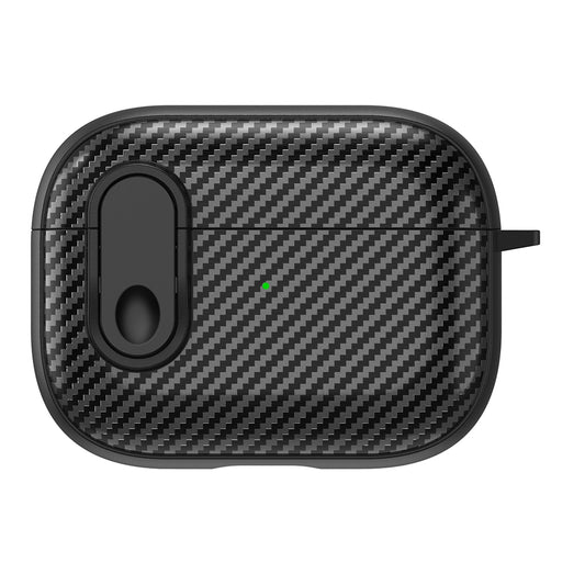 For Apple AirPods Pro Wireless Earbuds Case Carbon Fiber TPU+PC Colorful Buckle Cover with Keychain