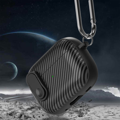 For Apple AirPods Pro Wireless Earbuds Case Carbon Fiber TPU+PC Colorful Buckle Cover with Keychain