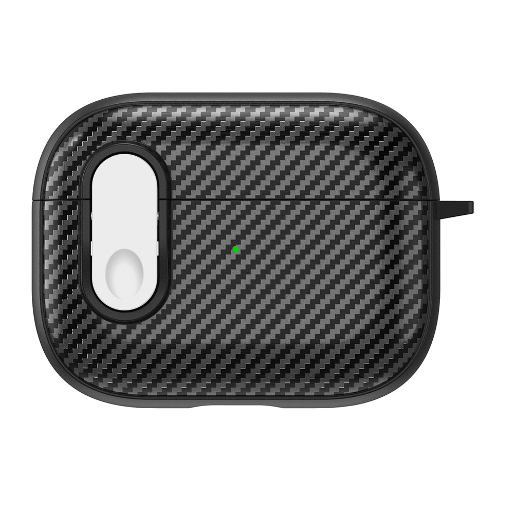 For Apple AirPods Pro Wireless Earbuds Case Carbon Fiber TPU+PC Colorful Buckle Cover with Keychain