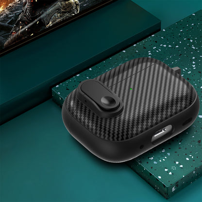 For Apple AirPods Pro Wireless Earbuds Case Carbon Fiber TPU+PC Colorful Buckle Cover with Keychain