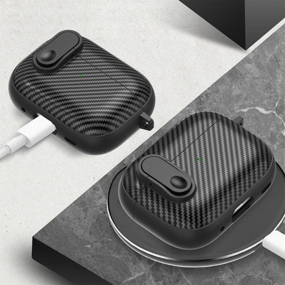 For Apple AirPods Pro Wireless Earbuds Case Carbon Fiber TPU+PC Colorful Buckle Cover with Keychain