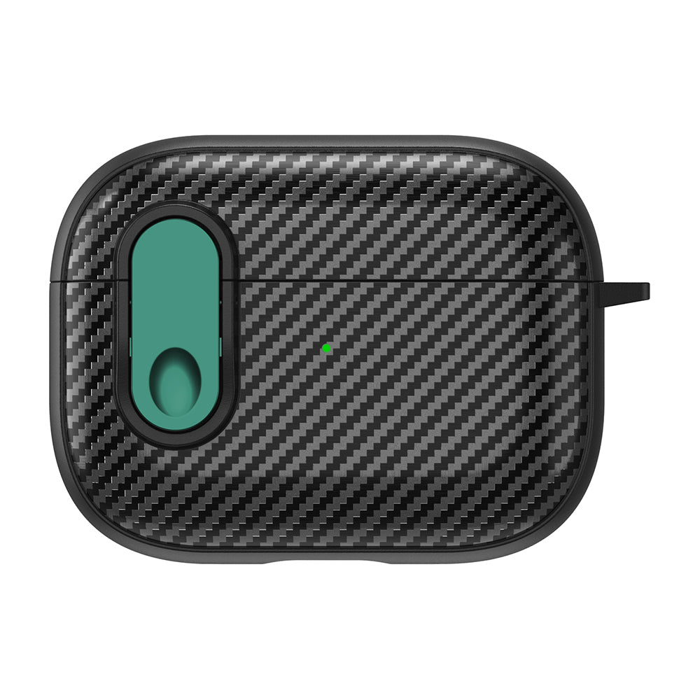 For Apple AirPods Pro Wireless Earbuds Case Carbon Fiber TPU+PC Colorful Buckle Cover with Keychain