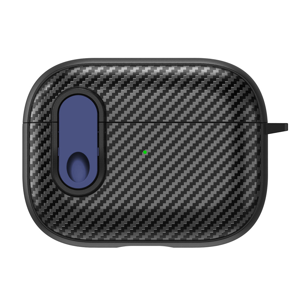 For Apple AirPods Pro Wireless Earbuds Case Carbon Fiber TPU+PC Colorful Buckle Cover with Keychain