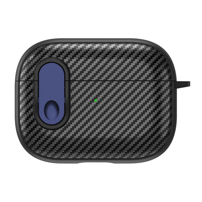 For Apple AirPods Pro Wireless Earbuds Case Carbon Fiber TPU+PC Colorful Buckle Cover with Keychain