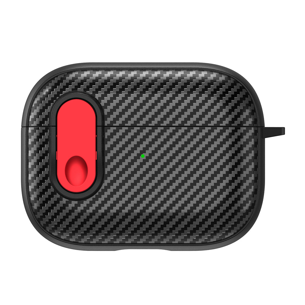 For Apple AirPods Pro Wireless Earbuds Case Carbon Fiber TPU+PC Colorful Buckle Cover with Keychain