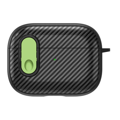 For Apple AirPods Pro Wireless Earbuds Case Carbon Fiber TPU+PC Colorful Buckle Cover with Keychain