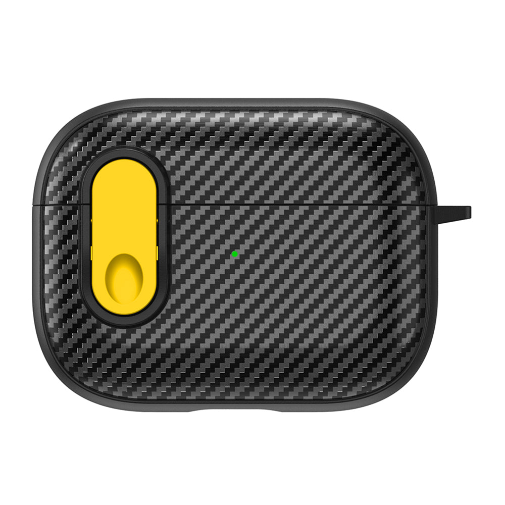 For Apple AirPods Pro Wireless Earbuds Case Carbon Fiber TPU+PC Colorful Buckle Cover with Keychain