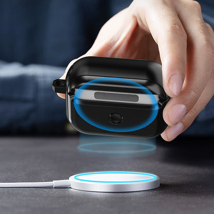 Magnetic Case for Apple AirPods Pro , Buckle Design Bluetooth Earphone TPU Cover with Carabiner