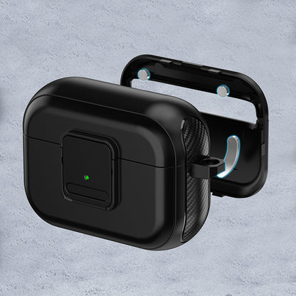 Magnetic Case for Apple AirPods Pro , Buckle Design Bluetooth Earphone TPU Cover with Carabiner