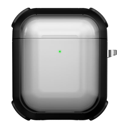 Earphone Case for Apple AirPods with Charging Case (2016) / (2019) / AirPods with Wireless Charging Case (2019) PC+TPU Clear Cover with Carabiner
