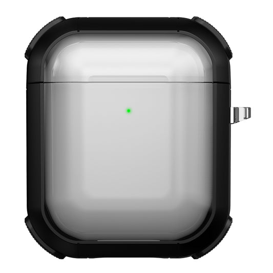 Earphone Case for Apple AirPods with Charging Case (2016) / (2019) / AirPods with Wireless Charging Case (2019) PC+TPU Clear Cover with Carabiner