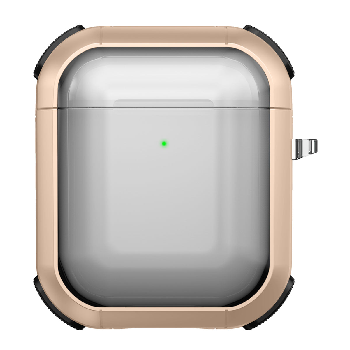 Earphone Case for Apple AirPods with Charging Case (2016) / (2019) / AirPods with Wireless Charging Case (2019) PC+TPU Clear Cover with Carabiner