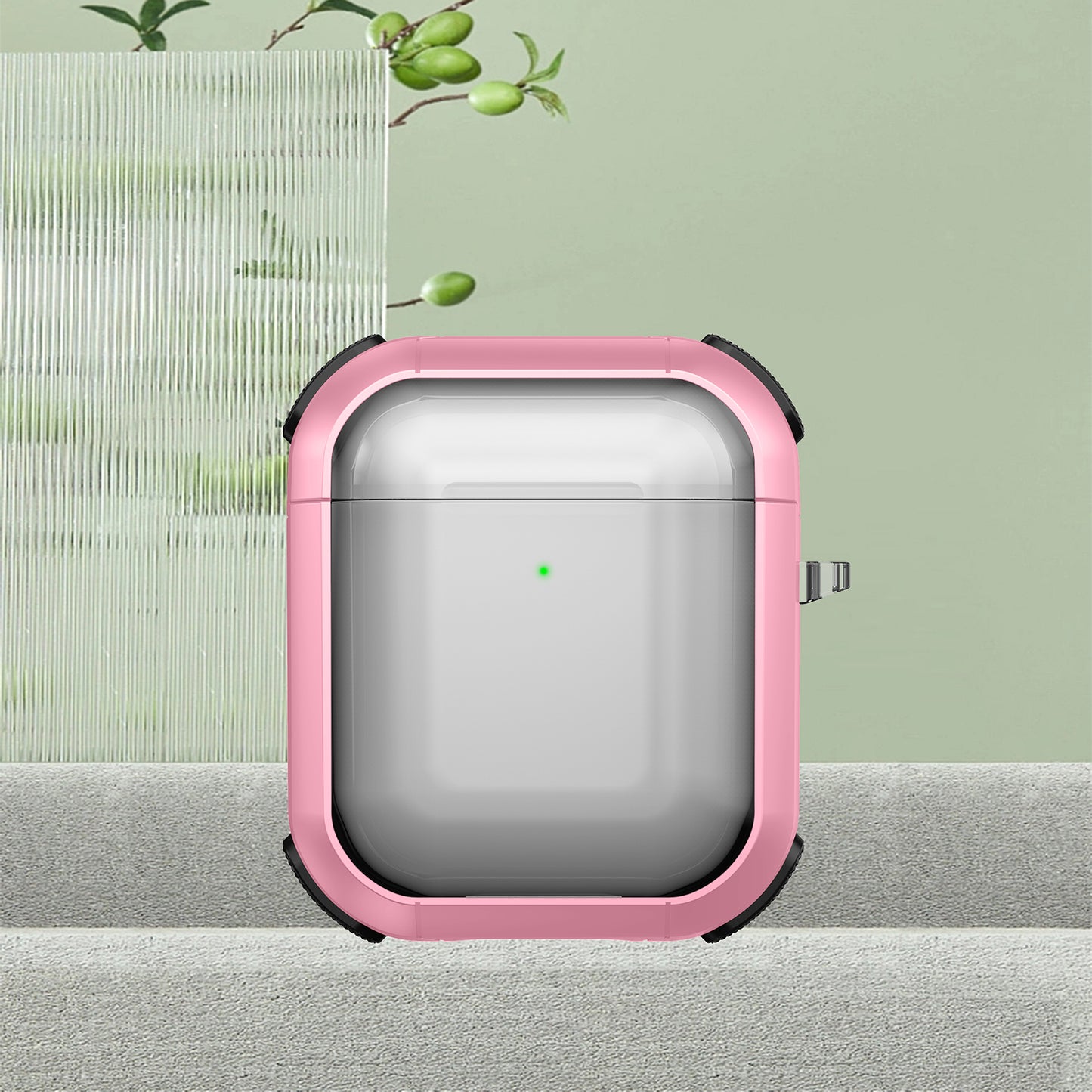 Earphone Case for Apple AirPods with Charging Case (2016) / (2019) / AirPods with Wireless Charging Case (2019) PC+TPU Clear Cover with Carabiner