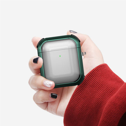 Earphone Case for Apple AirPods with Charging Case (2016) / (2019) / AirPods with Wireless Charging Case (2019) PC+TPU Clear Cover with Carabiner