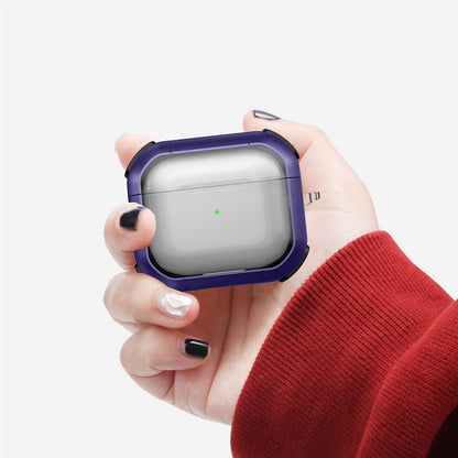 For Apple AirPods 3 Bluetooth Earphone Protective Case PC+TPU Transparent Earbud Cover with Carabiner