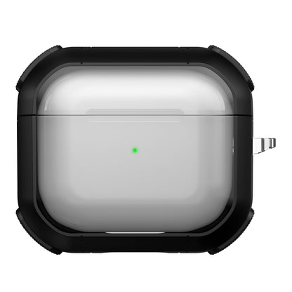For Apple AirPods 3 Bluetooth Earphone Protective Case PC+TPU Transparent Earbud Cover with Carabiner