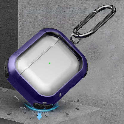 For Apple AirPods 3 Bluetooth Earphone Protective Case PC+TPU Transparent Earbud Cover with Carabiner