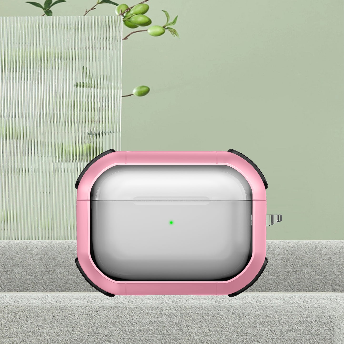 For Apple AirPods Pro Bluetooth Earphone Case Transparent PC+TPU Earbud Cover with Carabiner