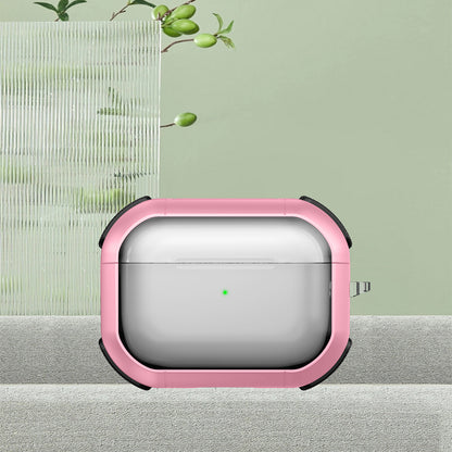 For Apple AirPods Pro Bluetooth Earphone Case Transparent PC+TPU Earbud Cover with Carabiner