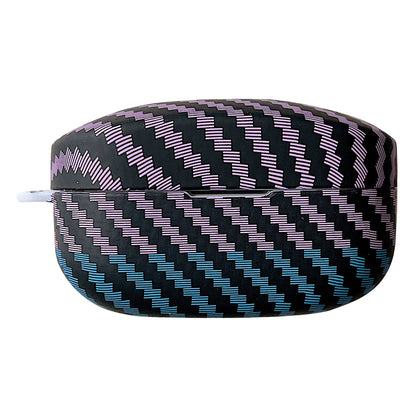 For Sony WF-1000XM4 Earphone Case Carbon Fiber Texture Bi-color Earbud Drop-proof Hard PC Cover