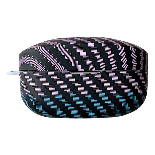 For Sony WF-1000XM4 Earphone Case Carbon Fiber Texture Bi-color Earbud Drop-proof Hard PC Cover