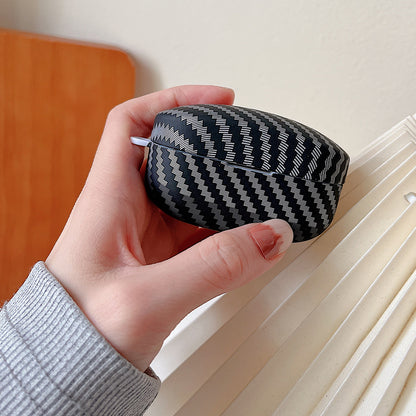 For Sony WF-1000XM4 Earphone Case Carbon Fiber Texture Bi-color Earbud Drop-proof Hard PC Cover