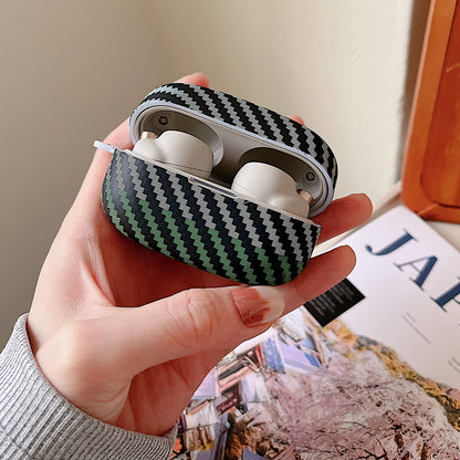 For Sony WF-1000XM4 Earphone Case Carbon Fiber Texture Bi-color Earbud Drop-proof Hard PC Cover