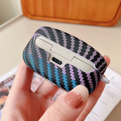 For Sony WF-1000XM4 Earphone Case Carbon Fiber Texture Bi-color Earbud Drop-proof Hard PC Cover