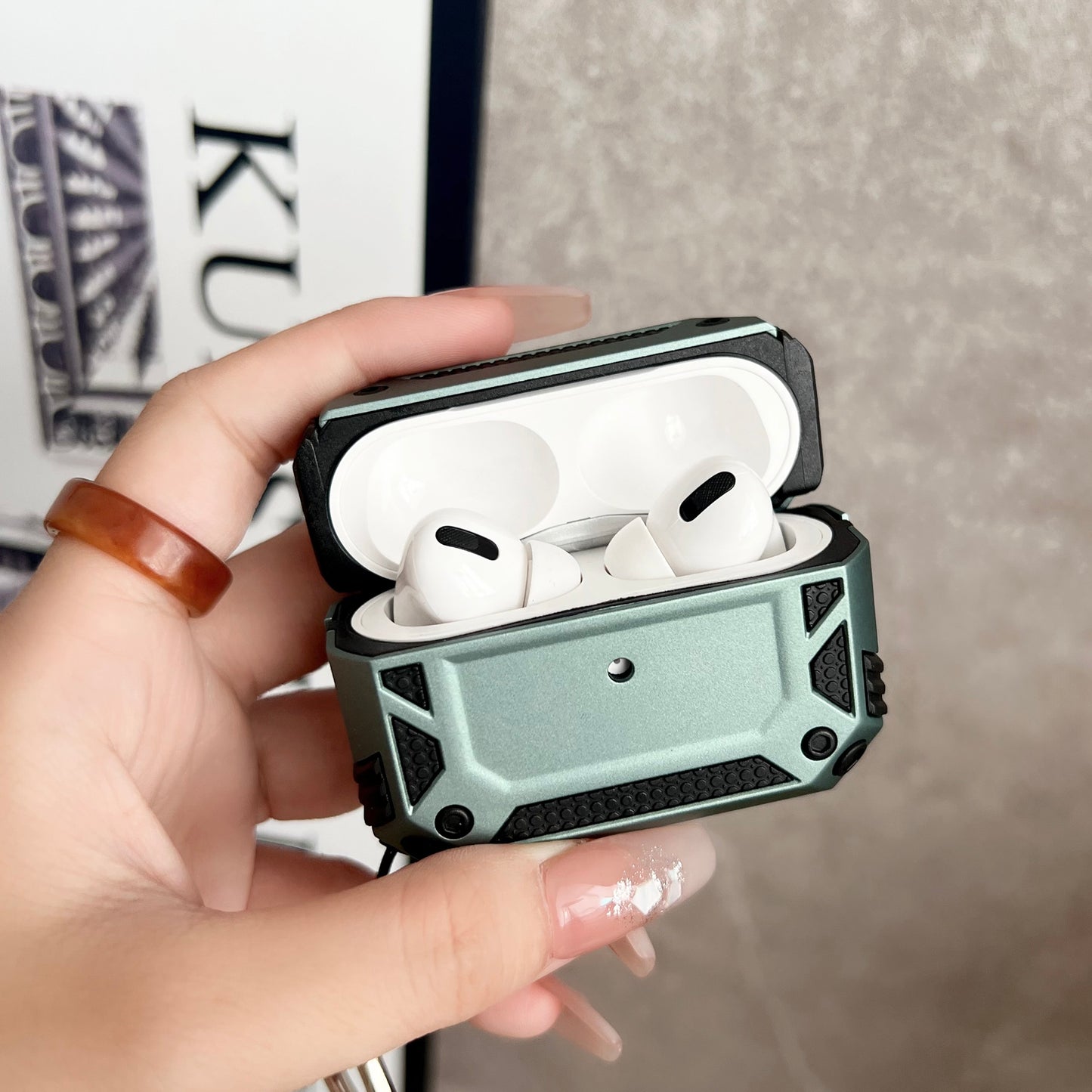 Earphone Cover for AirPods Pro Military Drop-proof TPU+PC Earbuds Protective Case Skin with Buckle