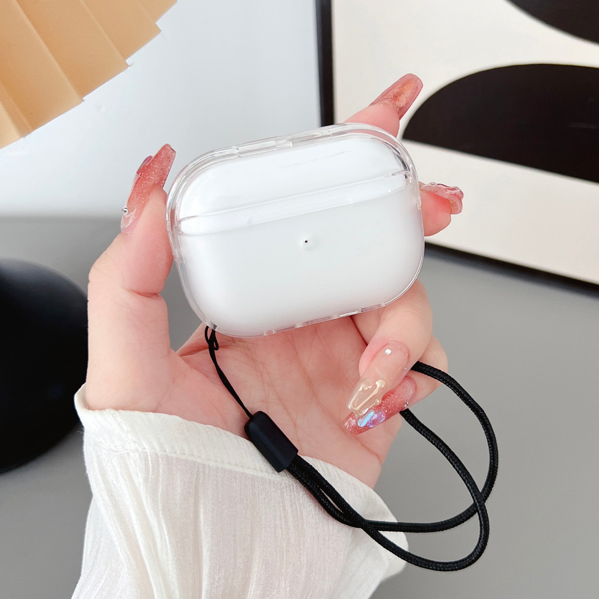 For AirPods Pro 2 TPU + PC Earphone Case Shockproof Protective Cover with Anti-lost Strap
