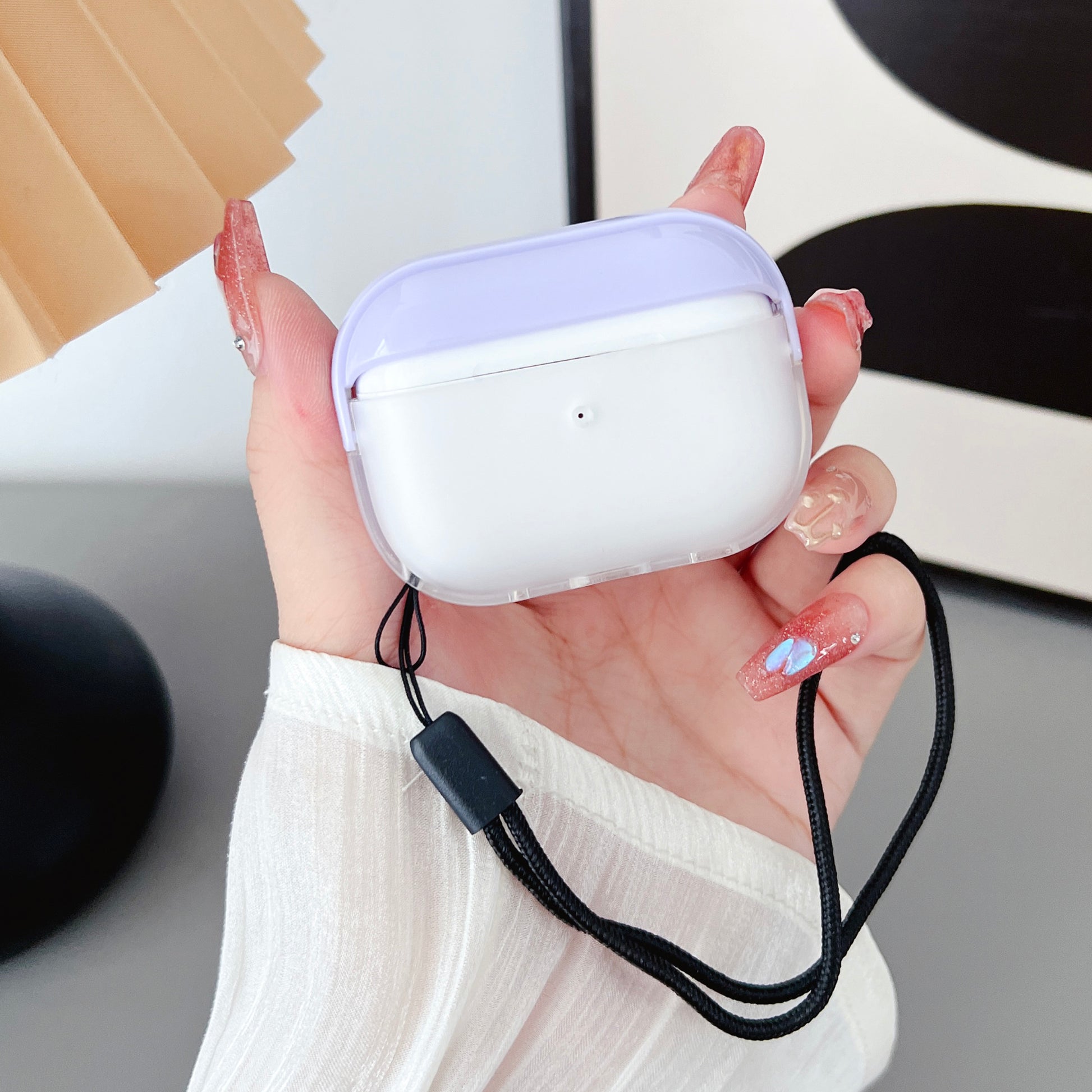 For AirPods Pro 2 TPU + PC Earphone Case Shockproof Protective Cover with Anti-lost Strap