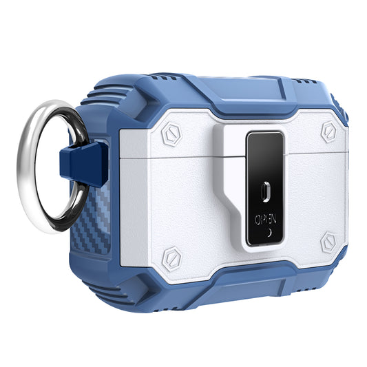 For AirPods Pro 2 Button Lock TPU+PC Case Bluetooth Earbuds Charging Case Cover with Metal Buckle