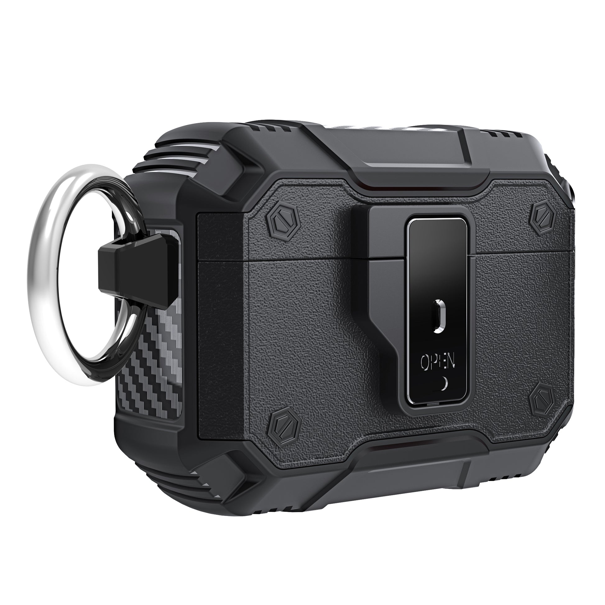For AirPods Pro 2 Button Lock TPU+PC Case Bluetooth Earbuds Charging Case Cover with Metal Buckle