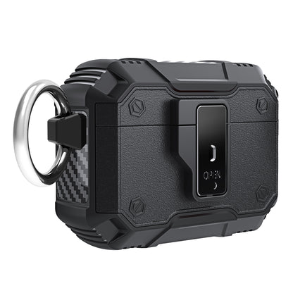 For AirPods Pro 2 Button Lock TPU+PC Case Bluetooth Earbuds Charging Case Cover with Metal Buckle