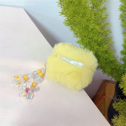 For Apple AirPods Pro Earphone Case Star Design Fluffy Plush Bluetooth Earbud Cover with Pendant