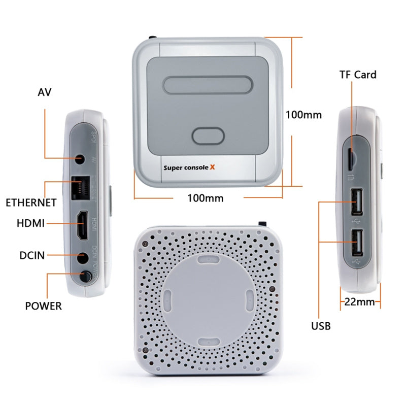 SUPER CONSOLE X Portable Mini Game Console with 2 Wireless Controller 3D HD Home Game Box (128GB)