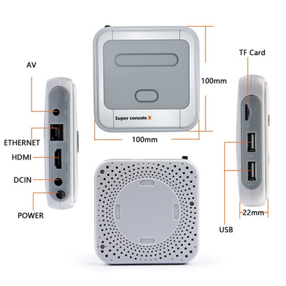 SUPER CONSOLE X Portable Mini Game Console with 2 Wireless Controller 3D HD Home Game Box (128GB)