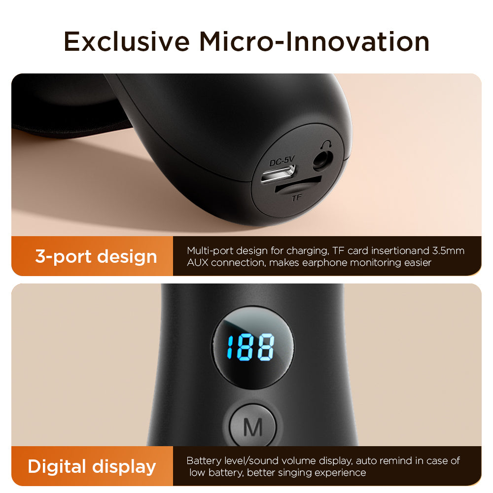 JOYROOM JR-MC6 2-in-1 Multifunctional Bluetooth 5.0 Handheld Microphone with Digital Display