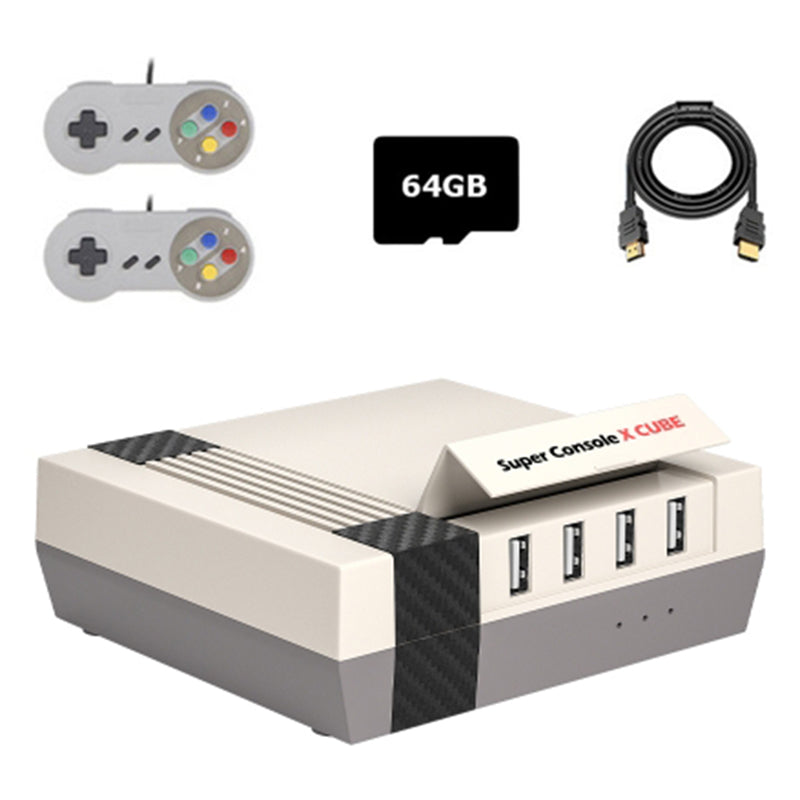 KINHANK Super Console X Cube HD Retro Game Console Classic Mini Video Games with 64GB Card, 2 Wired Controllers (EU Plug)