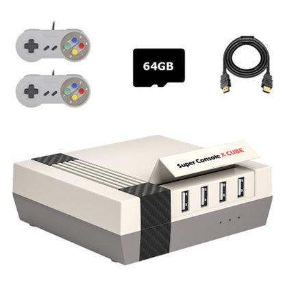 KINHANK Super Console X Cube HD Retro Game Console Classic Mini Video Games with 64GB Card, 2 Wired Controllers (EU Plug)