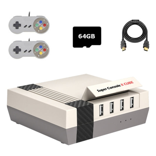 KINHANK Super Console X Cube HD Retro Game Console Classic Mini Video Games with 64GB Card, 2 Wired Controllers (EU Plug)