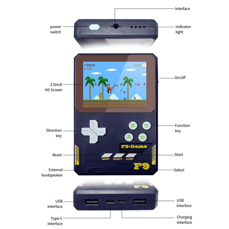 F9 3.5-Inch LCD Screen Kids Handheld Game Console Retro Handheld Video Game Gift for Children