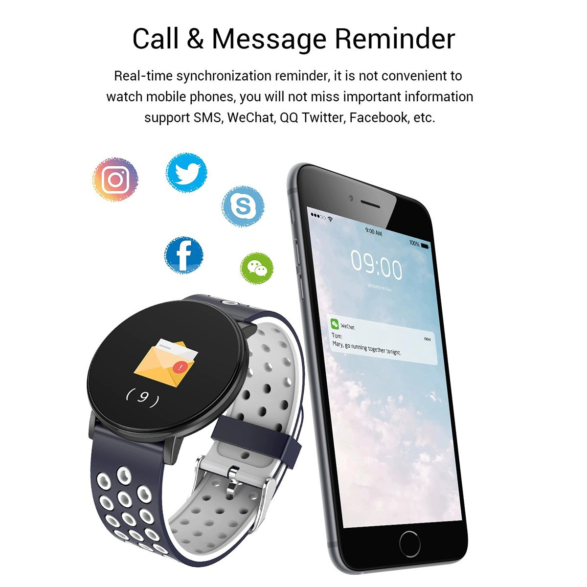 N2 1.3-inch Round Screen Smart Watch Heart Rate Monitor Sports Bracelet for Android / iOS